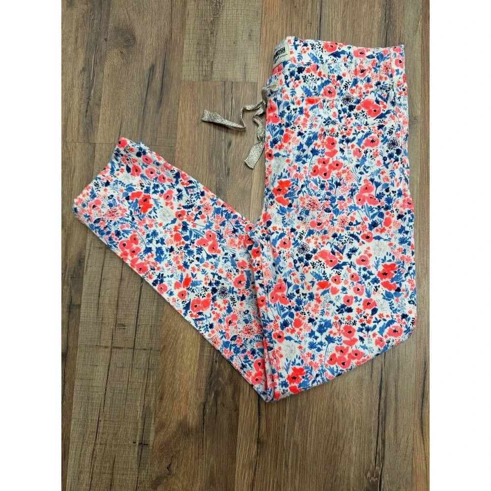OshKosh B'gosh Girls Floral Skinny Pants Size 7 Cotton Stretch Pink Blue Pockets